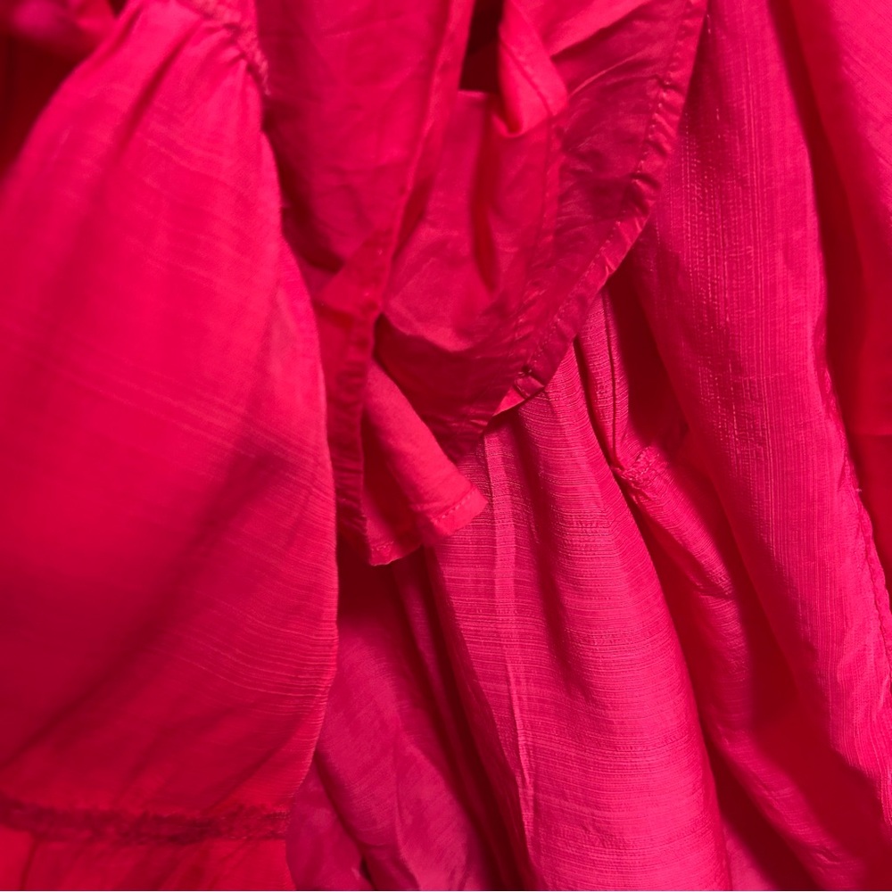 Anthropologie Let Me Be Cutout Tiered Maxi Dress Hot Pink XSP - Picture 12 of 16